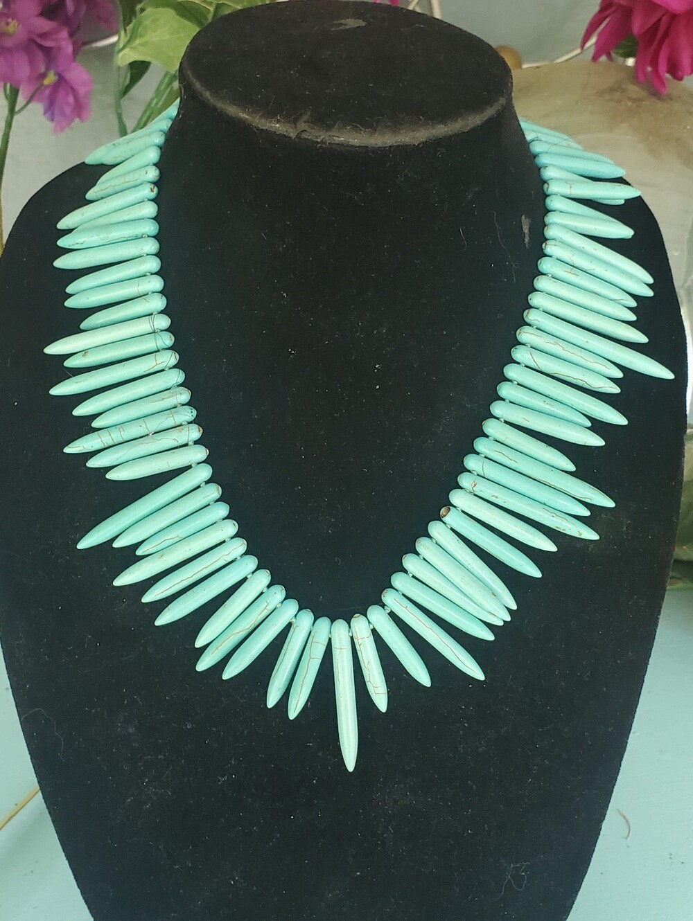 Turquoise Spike Statement Necklace